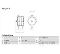 Bosch Car Alternator 12V fits Audi Iveco