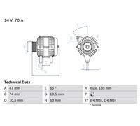 Bosch Alternator 185mm 14V Clockwise Rotation – Fits BMW 3 Series