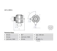 Bosch Alternator 0986083410 - Fits Chevrolet Aveo, Cruze, Orlando; Opel/Vauxhall Astra 1.6