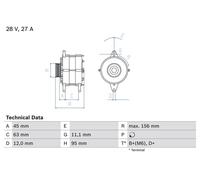 Bosch Car Alternator 12V fits Fiat Iveco