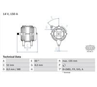 BOSCH Alternator for Ford Focus TDCi KKDA/KKDB 1.8 (12/2007-12/2011) Genuine