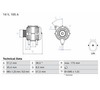 Bosch Car Alternator 12V fits Honda