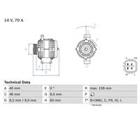 For Honda Jazz Shuttle Alternator Bosch 0986082800 158 mm Premium 2011-2014