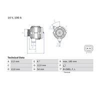 Alternator with freewheel belt pulley 0 986 083 450 BOSCH for OPEL ASTRA J