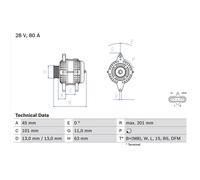 Bosch Car Alternator 12V fits Renault Trucks Magnum 2004-2006