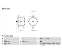 Bosch Car Alternator 12V fits Volvo