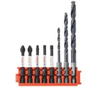 BOSCH CCSDDV08 8-Piece Assorted Set Impact Tough Black Oxide Drill Bits and 2 in. Phillips, Square, and Torx Power Bits with Clip for Custom Case System