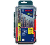 BOSCH CO14B 14-Piece Assorted Set with Included Case Cobalt M42 Metal Drill Bit with Three-Flat Shank for Drilling Applications in Stainless Steel, Cast Iron, Titanium, Light-Gauge Metal, Aluminum