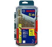 BOSCH CO21 21-Piece Assorted Set with Included Case Cobalt Metal Drill Bit with Three-Flat Shank for Drilling Applications in Stainless Steel, Cast Iron, Titanium, Light-Gauge Metal, Aluminum