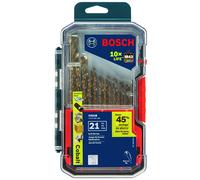 BOSCH CO21B 21-Piece Assorted Set with Included Case Cobalt M42 Metal Drill Bit with Three-Flat Shank for Drilling Applications in Stainless Steel, Ca