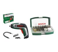 Bosch Compact Cordless Screwdriver IXO Flexi Set (for Flexible Screwdriving; 7th Generation; with Flexible Extention and Micro USB Cable; Bends Up to 180°; 10x Bits) + 32pc. Screwdriver Bit Set