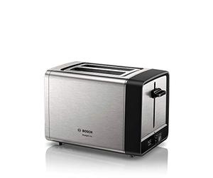 Bosch Compact Toaster DesignLine TAT5P420DE, integrated stainless steel roll attachment, with automatic shutdown, with defrost function, perfect for 2 slices toast, lift function, wide,