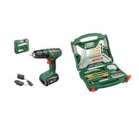 Bosch Cordless Hammer Drill EasyImpact 18V-38 (1x Battery 2.5 Ah; 18 Volt System; in Carrying case) + Bosch 70-Pieces X-Line Titanium Drill and Screwdriver Bit Set (for Wood, Masonry and Metal)
