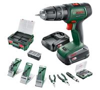 Bosch Cordless Hammer Drill UniversalImpact 18V (For Screwing, Drilling and Impact Drilling; 46-Piece Bit Set; 2x Batteries 1.5Ah and 2.5Ah, and Charger; 18 Volt System; in SystemBox