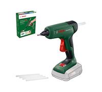 Bosch Cordless Hot Glue Gun AdvancedGlue 18V (Without Battery; 18 Volt System; 4X Glue Sticks; Heat-Up in 90 sec.; Dual-Temp Mode 130°C - 200°C; for DIY, Repair and More; in Carton Packaging)