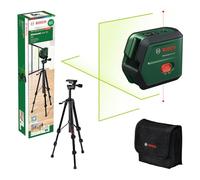Bosch Cross line Laser AdvancedLevel 2G (self-Levelled Laser Cross, Green Laser, 3,6 V Li-Ion Battery with USB-C in-Tool Charging, in E-Commerce Cardboard Box)