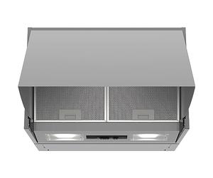 Bosch DEM63AC00 Series 2 Intermediate Hood, 60 cm Wide, Recirculation & Exhaust Air, LED Lighting, Even Illumination, Push Button Switch, 3 Power Levels, Metal Grease Filter, Dishwasher Safe