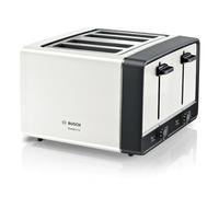 Bosch DesignLine Plus 4 Slice Stainless Steel Toaster, TAT5P441GB White | Wide Slots, Independent slots, Reheat/Defrost, Auto Shut-Off, High Lift, Variable Controls and Crumb Tray