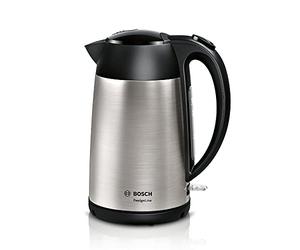 Bosch DesignLine Stainless Steel Cordless Kettle,TWK3P420GB, Silver & Black | Fast Boil, 1.7 Litres, 360° Base, Auto Shut-Off, Removable Anti-Scale Filter, 3000W