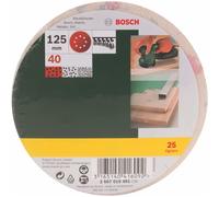 Bosch DIY Schleifblatt verschiedene Materialien für Exzenterschleifer (25 Stück, Ø 125 mm, Körnung 40)