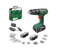 Bosch EasyImpact 18V-40 Cordless Hammer Drill (Screws, Drilling in Wood, Metal and Plastic; Impact Drilling in Masonry; 241-Piece Bit Set; 1 Battery 1.5 Ah; 18 Volt System; in SystemBox)