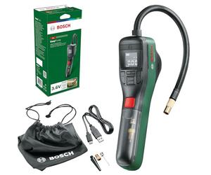 Bosch Electric Bike Pump, Portable Air Pump, Cordless Tyre Inflator EasyPump (3.0 Ah battery, 3.6 Volt, Autostop function, 150 PSI, 10.3 bar, LED, rechargeable via USB-C cable, in carton box)