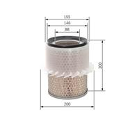 Bosch Engine Air Filter Rear fits Mitsubishi Delica / Space Gear 1995-2000 2.5