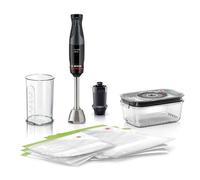 Bosch ErgoMaster Series 4 MSM4B6V2 Hand Blender, Single Hand, Vacuum Pump, Bag, Glass Vacuum Box, 4 Stainless Steel Blades, Wear-free Ceramic Coupling, Switch-on Lock, 1000 W, Black
