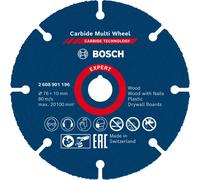Bosch 1x EXPERT Carbide Multi Wheel Cutting Disc for Mini Angle Grinders (for Hardwood, Wood with nails, Ø 76 mm, Professional Accessory Mini Angle Grinder)