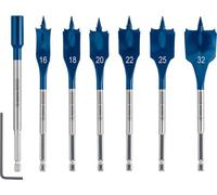 Bosch 7x EXPERT Self Cut Speed Spade Drill Bit Set (for Softwood, Particleboard, Ø 16-32 mm, Professional Accessory Rotary Drill/Drivers)