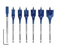 Bosch Professional 7 pc. Expert SelfCut Speed Spade Drill Bit Set (for Softwood, Chipboard, Ø 16-32 mm, Accessories Rotary Impact Drill)
