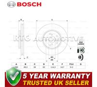 Bosch Front Brake Disc Fits Toyota C-HR 2016-2024 1.2 1.8 2.0 43512F4010