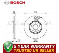 Genuine Bosch Brake Disc Single Bd1463 fits Volvo V60 D2|DRIVe - 1.6 - 11-15 098