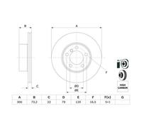 Bosch Brake Disc Front Diameter 300mm 79mm Vented 22mm 0986479A18