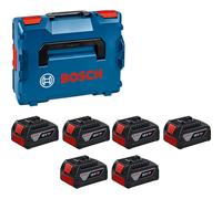 Bosch Professional 18V System Rechargeable Battery Set: 6 x GBA 18V 4.0 Ah (incl. 1/1 L-BOXX inlay for starter sets, in L-BOXX 136)
