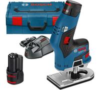 Bosch GKF 12 V-8 12v Cordless Fixed Base Palm Router 2 x 3ah Li-ion Battery Charger Case