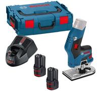 Bosch GKF 12V-8 Professional 6mm & 8mm Palm Router with 2 x 3Ah Batteries, Charger and L-Boxx