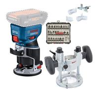 Bosch Gkf 18V Brushless Cordless Palm Router Trimmer Plunge Base + 30Pc Router
