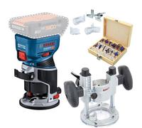 Bosch Gkf 18V Brushless Cordless Palm Router Trimmer Plunge Base Bap Router Set