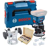 Bosch Gkf 18V Brushless Palm Router Trimmer Lboxx Plunge Base + 12Pc Cutter Set