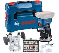Bosch Gkf 18V Brushless Palm Router Trimmer Lboxx Plunge Base + 15Pc Router Set