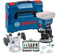 Bosch Gkf 18V Brushless Palm Router Trimmer Lboxx Plunge Base + 6Pc Router Set