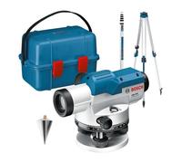 Bosch Professional Optical Level GOL 20 D (20x magnification, unit of measure: 360 degrees, range: up to 60m, measuring rod GR 500, tripod BT 160, in carrying case)