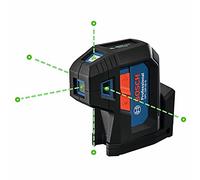 BOSCH GPL100-50G Green-Beam Self-Leveling Alignment Laser, Includes 2 AA Batteries, Built-in Multipurpose Mount, & Hard Carrying Case