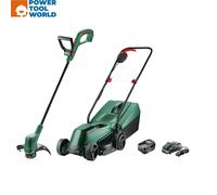 Bosch Rotary Push Lawnmower & Grass Trimmer Set 18V Lawncare Set