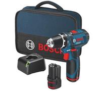 Bosch Combi Drill GSB 12V-15 (2x GBA 2.0Ah, GAL 12V-20, Tool Bag), Blue