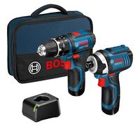 Bosch GDR12-105 + GSB12V 12v Twin Pack 2 x 2.0 Batteries Charger + Bag