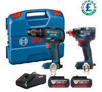 Bosch GSB 18V-55 Combi Drill & GDX 18V-200 Impact Wrench + 2 x 4.0Ah Batteries
