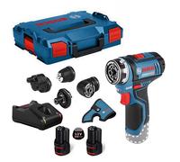 Bosch GSR 12V-15 FC FlexiClick Drill Driver Set With 4 Chucks 2X 2.0Ah L-Boxx