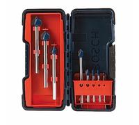 BOSCH GT3000 8-Piece Glass and Tile Carbide Hammer Drill Bits Assorted Set with Included Storage Case for Fast Drilling in Glass and Tile